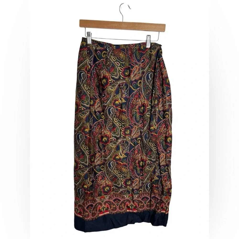 Vintage Talbots Bohemian Floral Design Wrap Skirt Size 10 Cottage Core